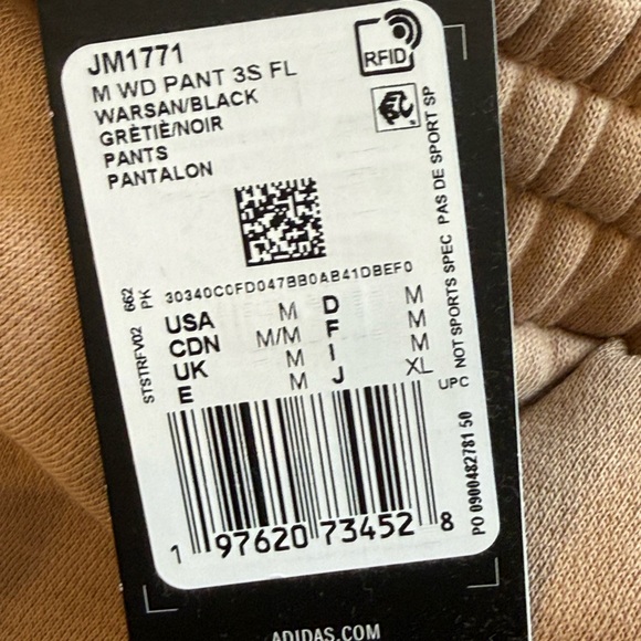 Adidas Men's Tan Joggers with Black Stripes size M BNWT - Picture 2 of 2